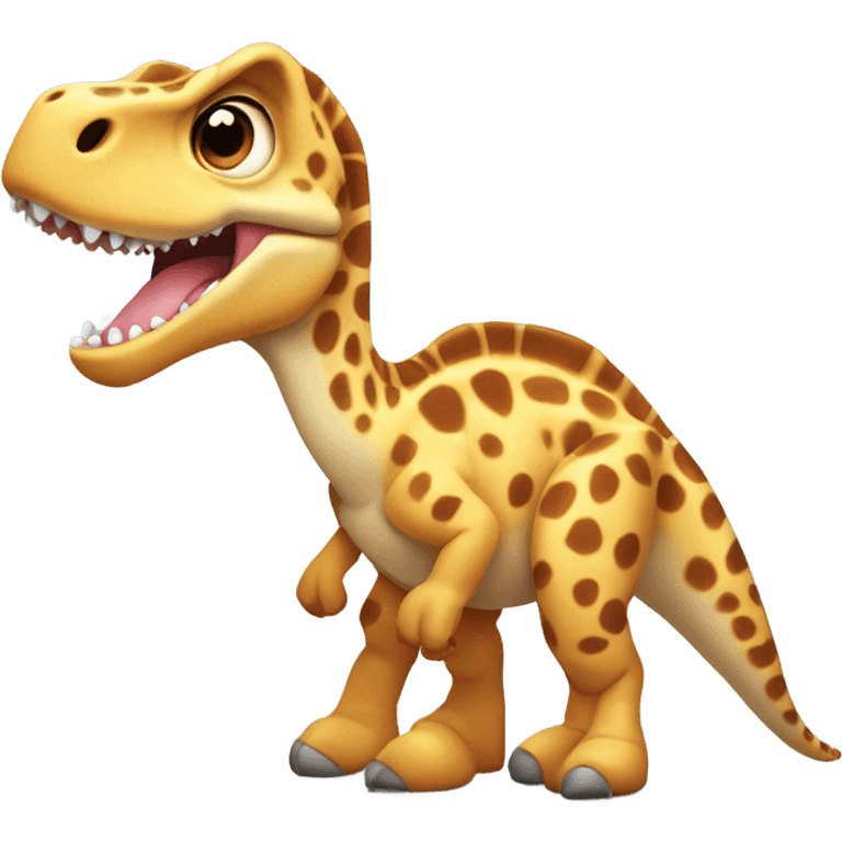 Cute animated baby T. rex with spots of a giraffe  emoji