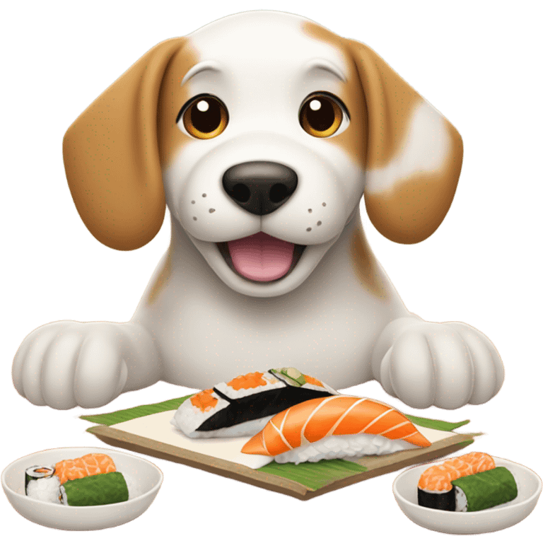 Dog eating sushi emoji