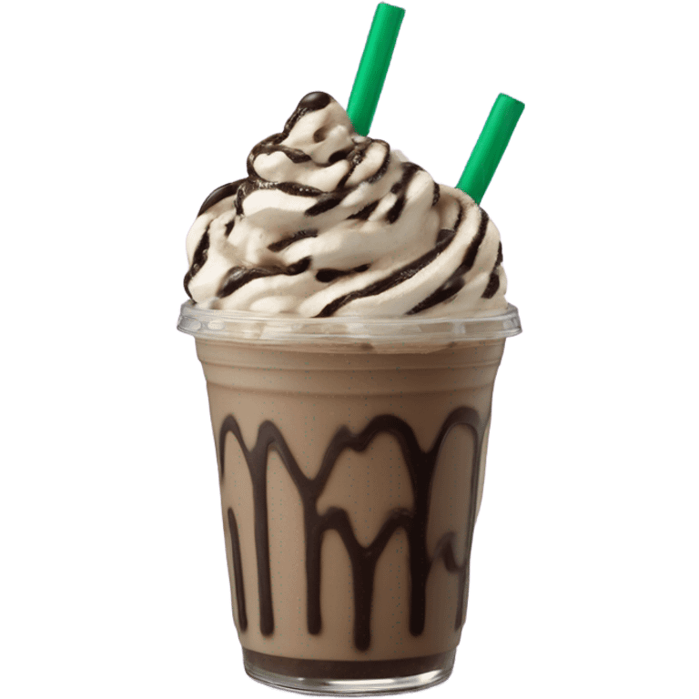 Magical Starbucks mocha cookie crumble Frappuccino drink with chocolate drizzle emoji