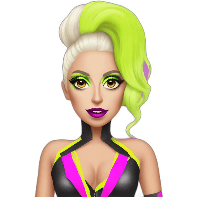 Lady Gaga with crazy neon outfit and makeup  emoji