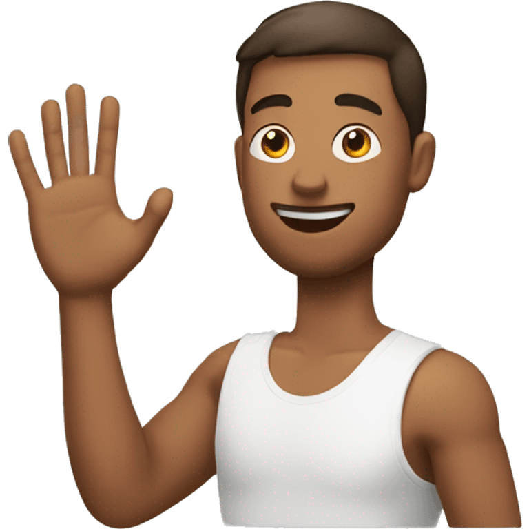 guy stretches his hand emoji