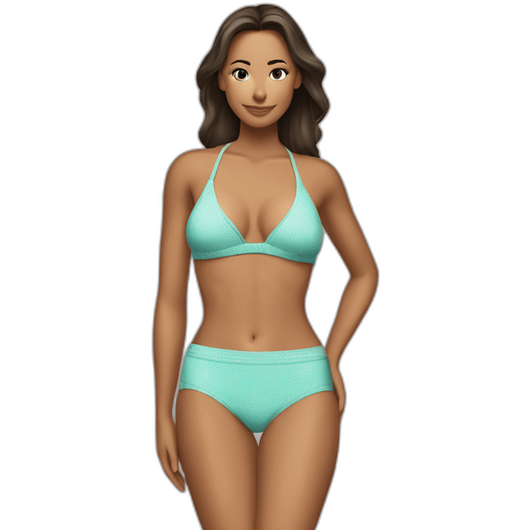 Slim-fit Caucasian woman bikini (beach body) bed emoji