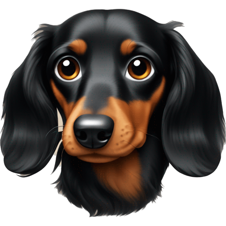 Black and tan long haired dachshund  emoji