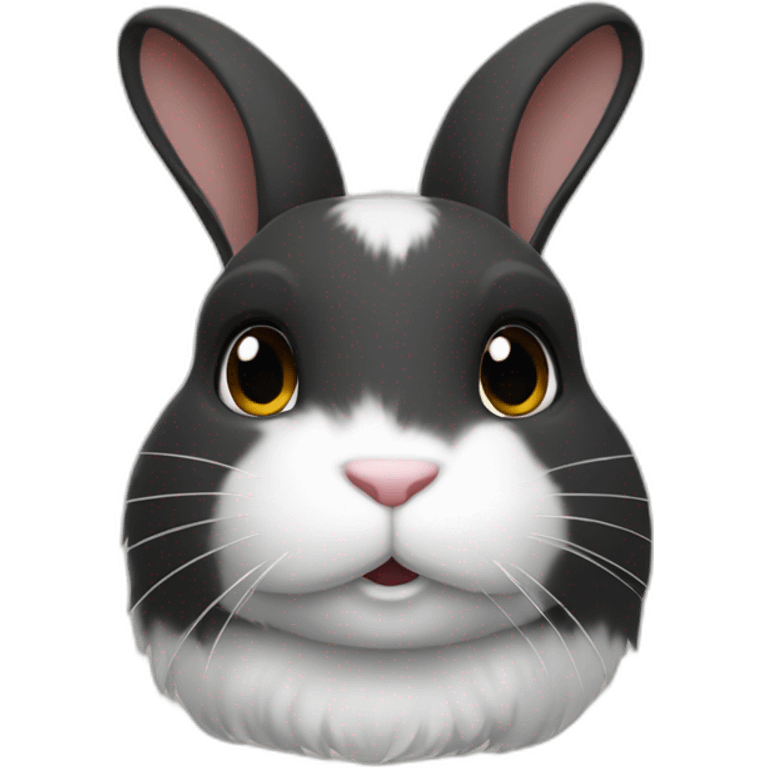 Lapin hollandais noir et blanc emoji