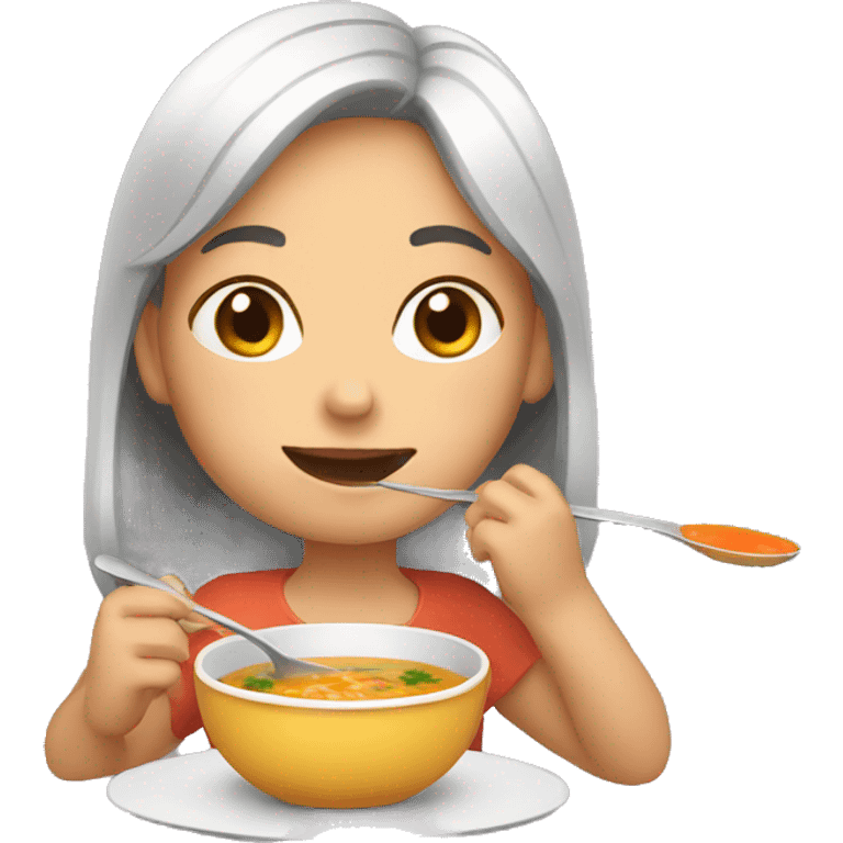 Girl eating soup emoji