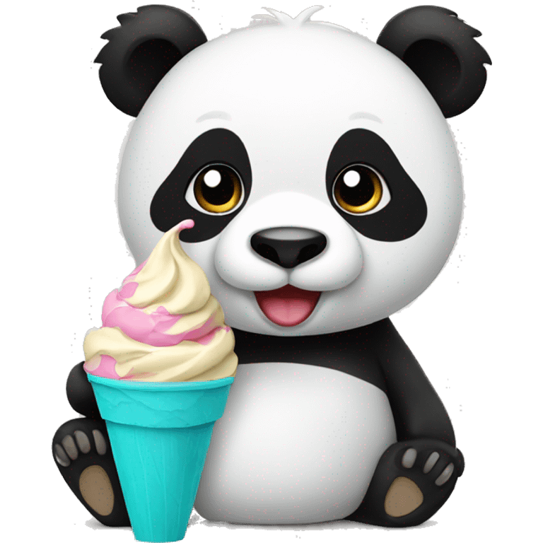 Panda eating ice cream emoji