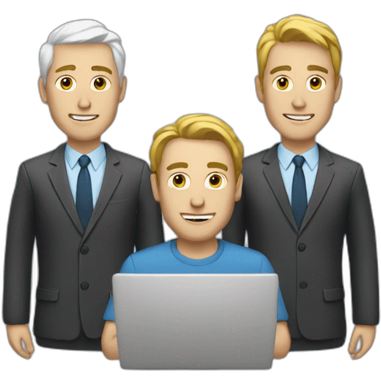 three white men with a laptop emoji