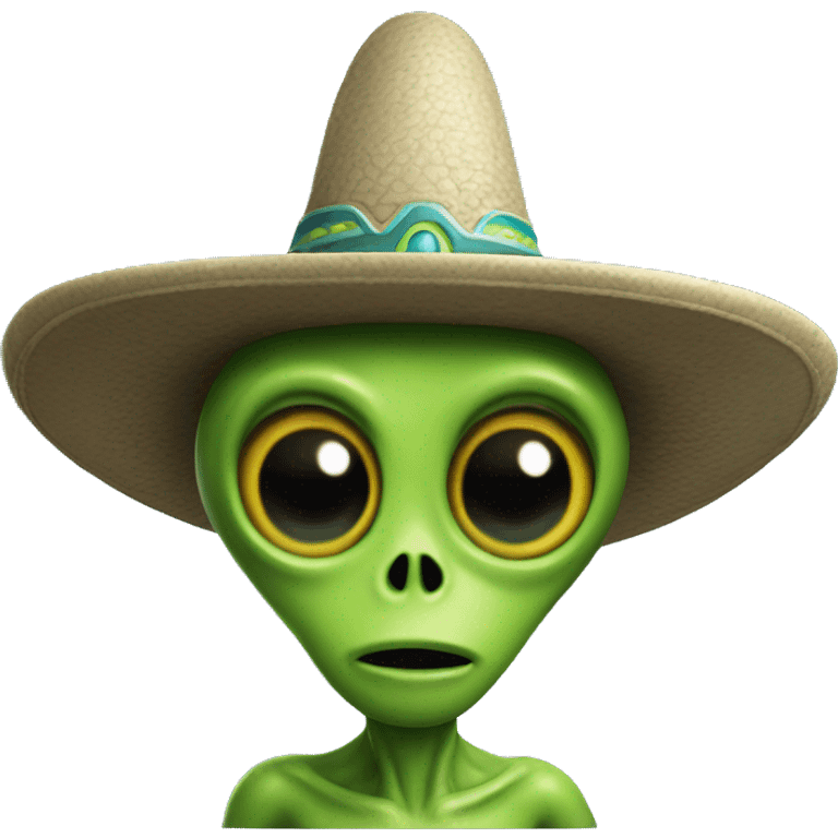 Cartoon alien wearing sombrero emoji