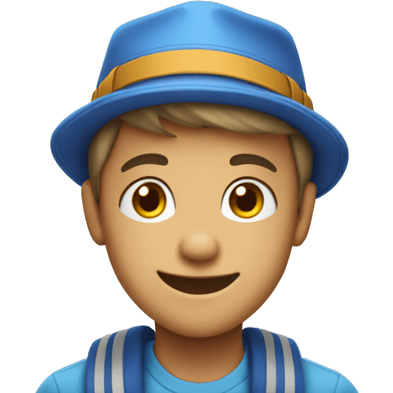 smiling boy in blue hat emoji