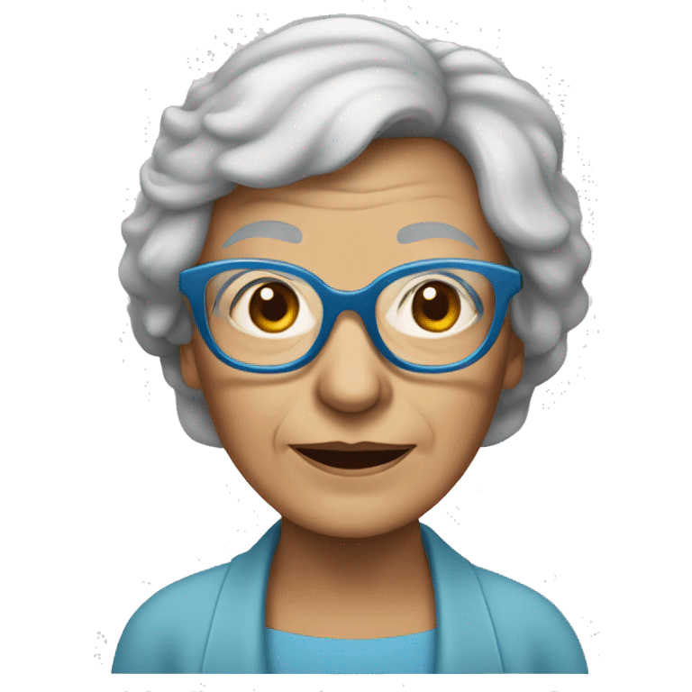 old lady with blue square glasses and grey bob  emoji