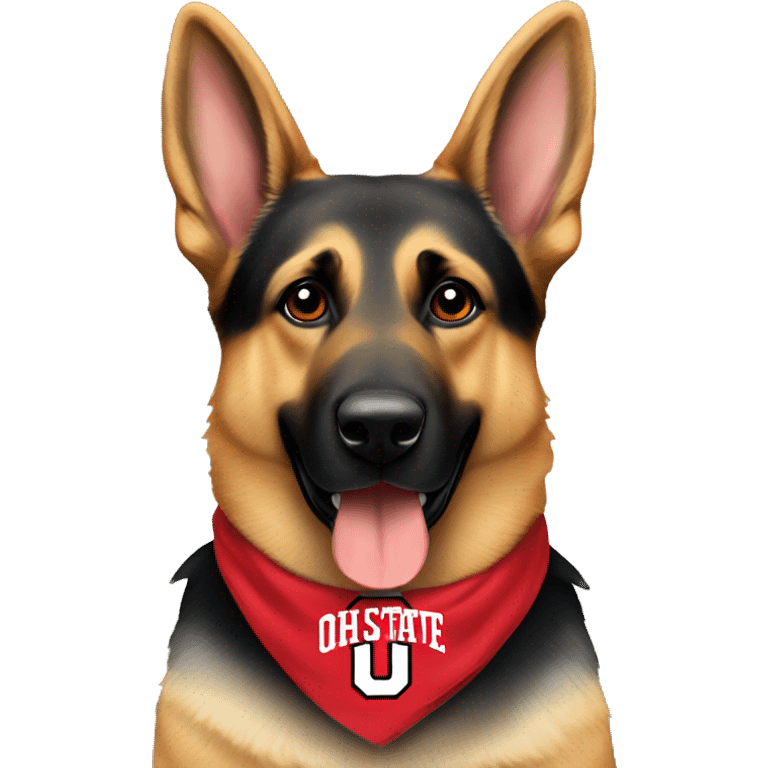 German Shepherd wearing an Ohio state bandana around its neck emoji