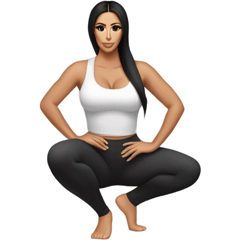 Kim K squatting  in yoga pants emoji