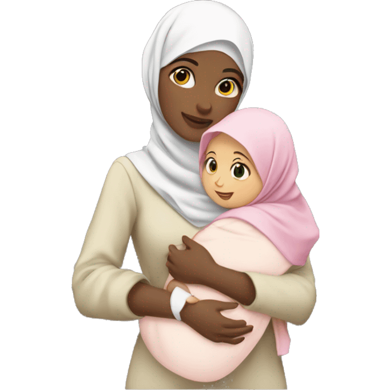 Hijabi holding a baby emoji