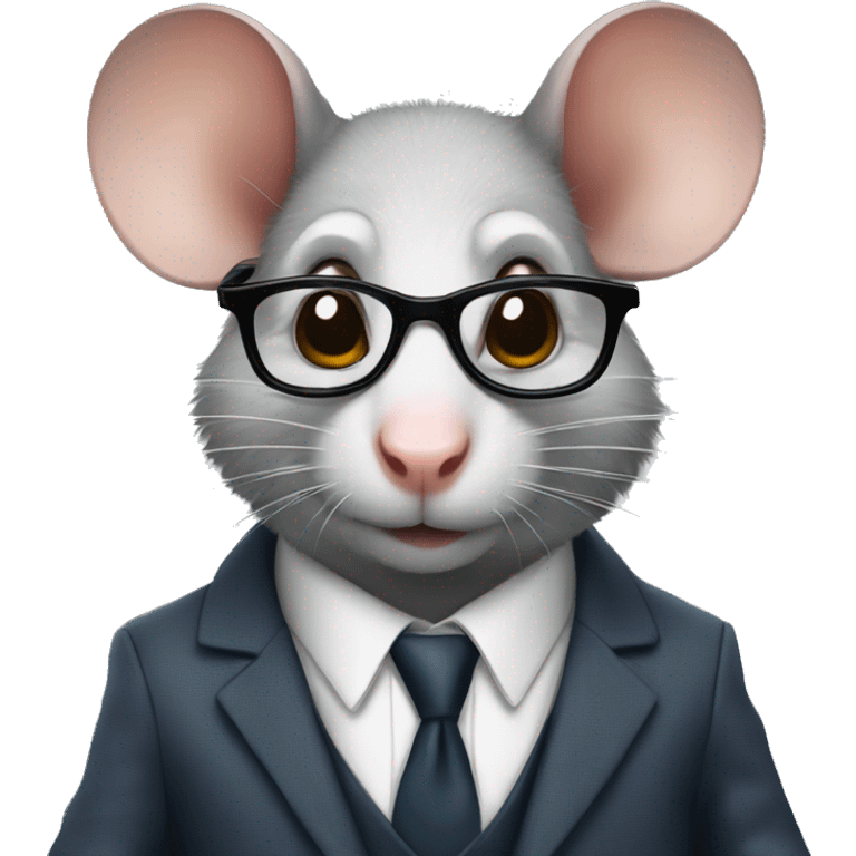 Serious rat wearing suit and glasses emoji