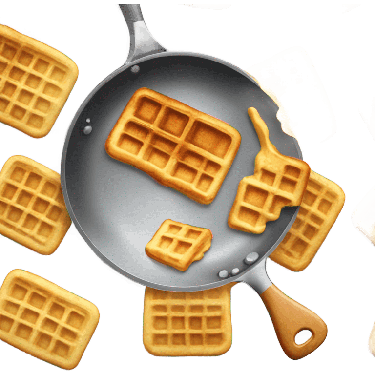 frying pan with a waffle and butter in emoji