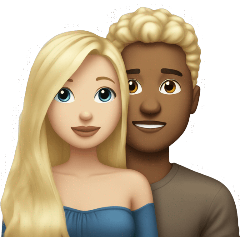 Light skin guy and blonde hair blue eyed girl kissing emoji