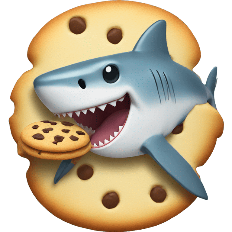 shark hugging a cookie emoji