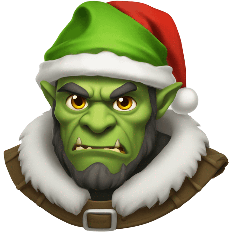 Fierce Orc ranger wearing santa hat emoji