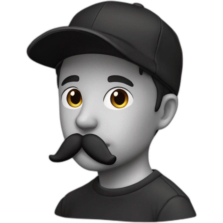 Metisse brun casquette noir tshirt noir moustache emoji