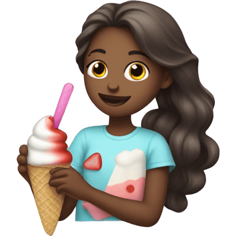 The girl who eats popsicle ice cream emoji