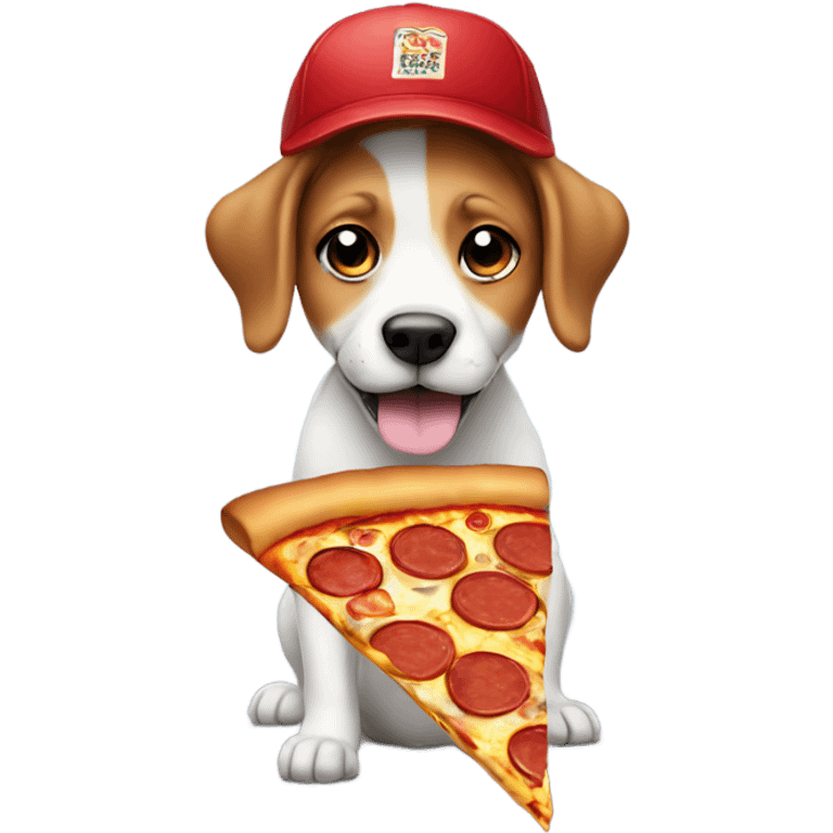 Dog with pizza and cap emoji