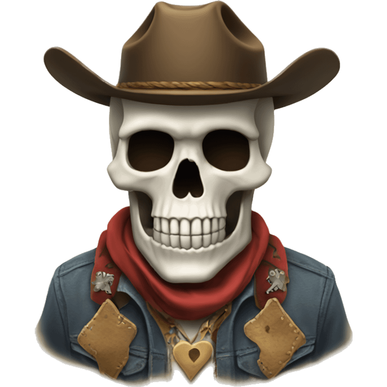 skull with cowboy hat and hearts emoji