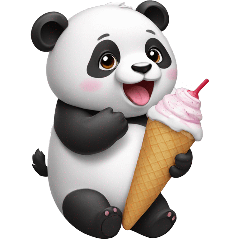 Panda eating ice cream emoji