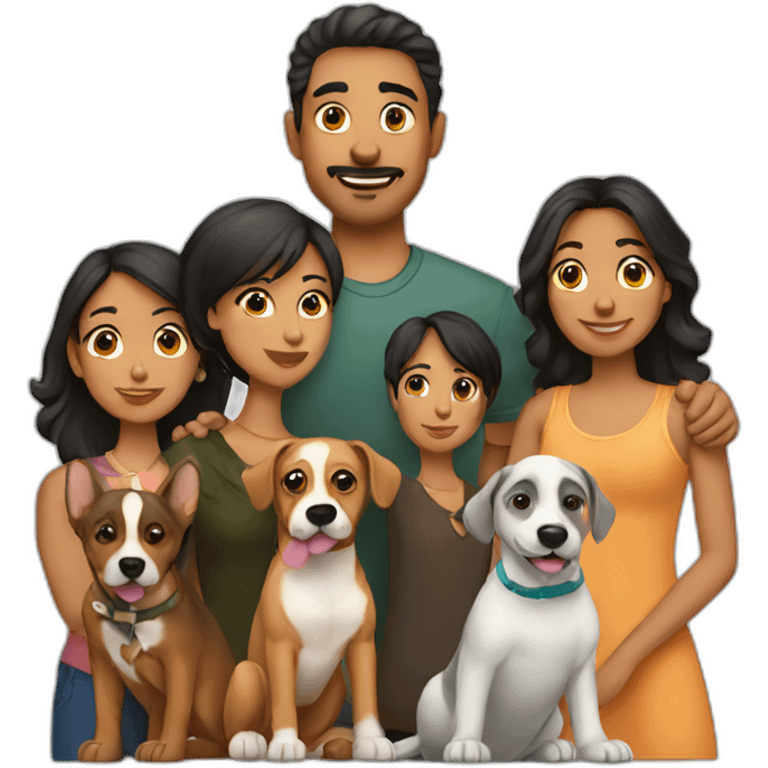 a 8 members latino family with 6 dogs emoji