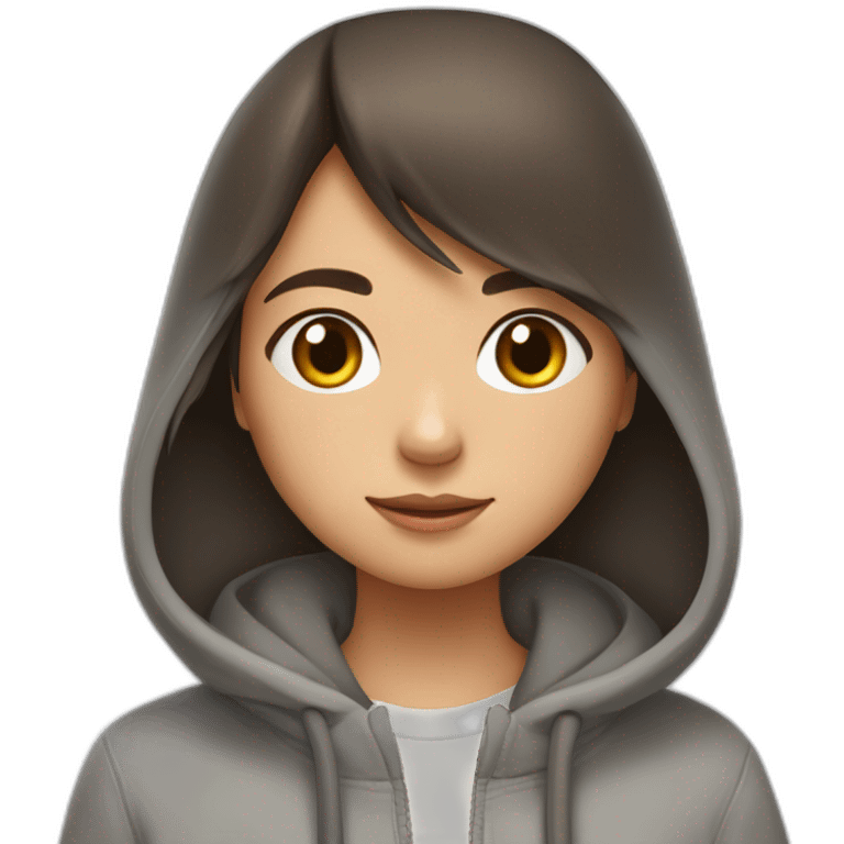 Fille Brune avec un sweat-capuche Totoro emoji