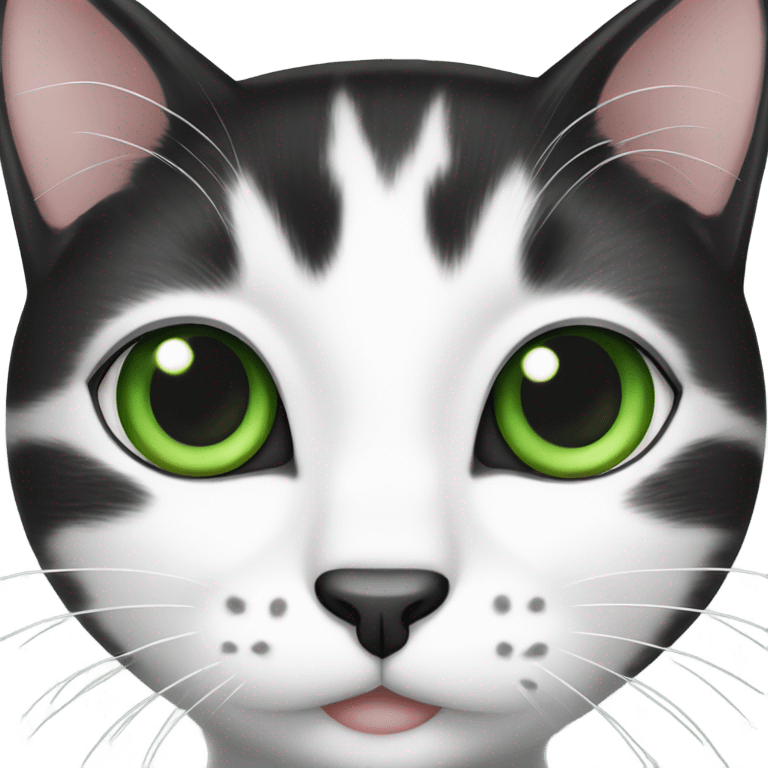 Black and white cat with green eyes and black chest spot emoji