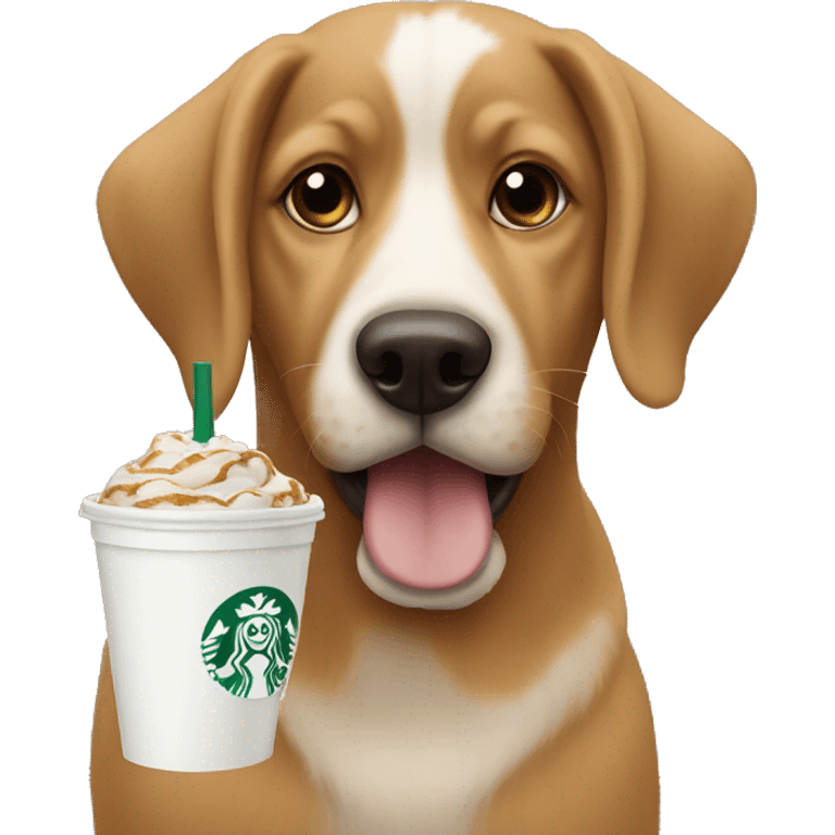 Dog drinking Starbucks  emoji