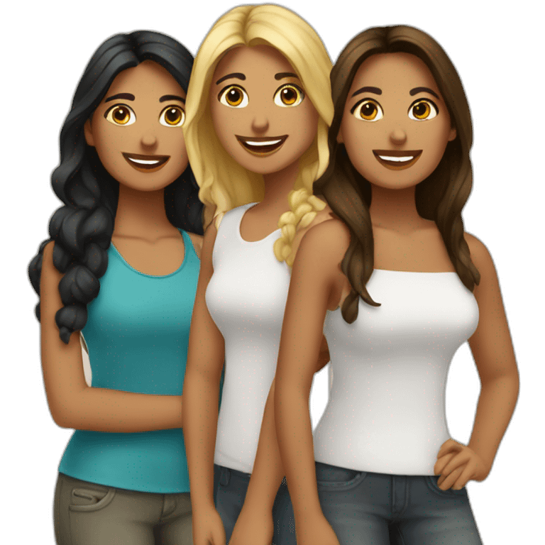 3 latin female friends emoji