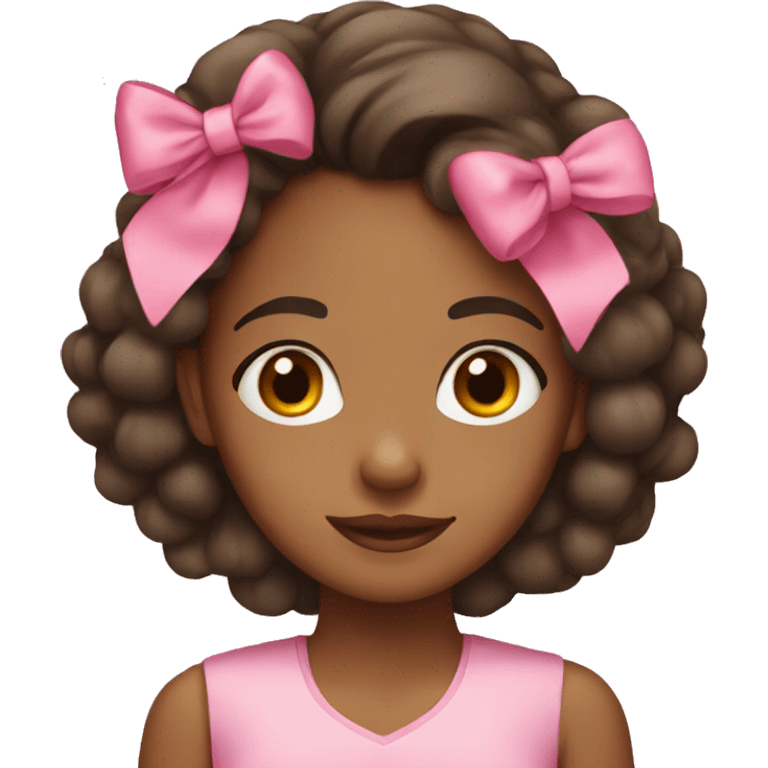 brown girl wearing a pink bow emoji