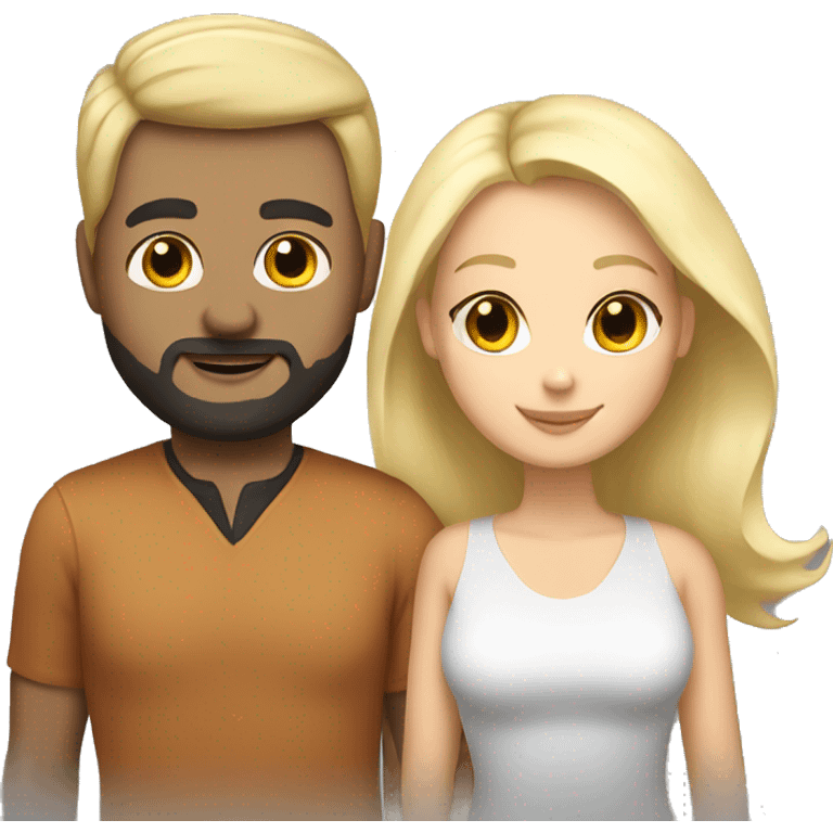 White man black hair, Caucasian woman blonde hair, couple emoji