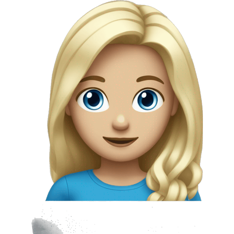 Blond hair blue eyes girl with laptop  emoji