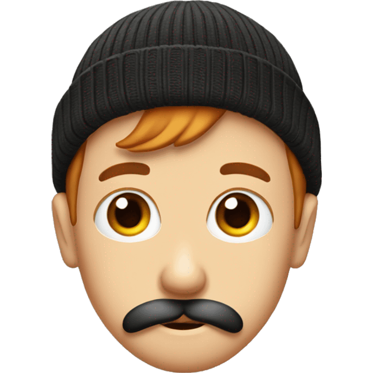 whiney eyes cute big eyes with black beanie and ginger mustach emoji