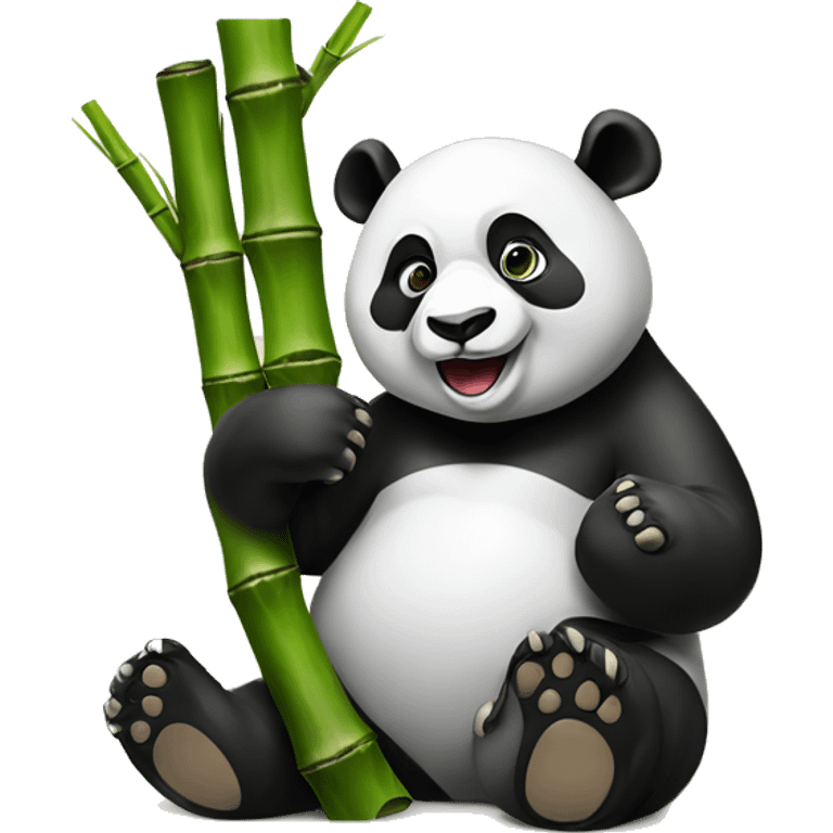 a panda is sitting eating bamboo with VYRM carved on it emoji