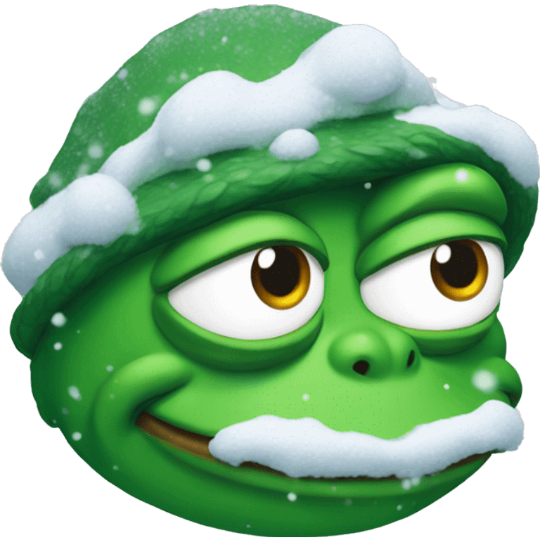 pepe the frog covered in snow emoji