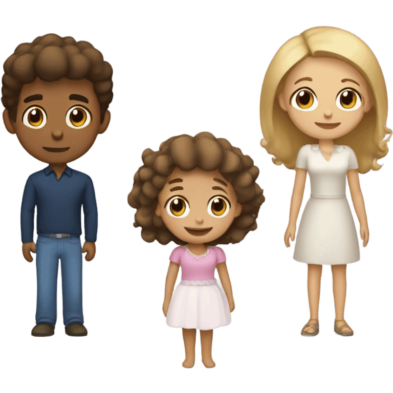 Puerto rican beard short brown hair  husband with blond long hair wife and brown long hair daughter Family  emoji