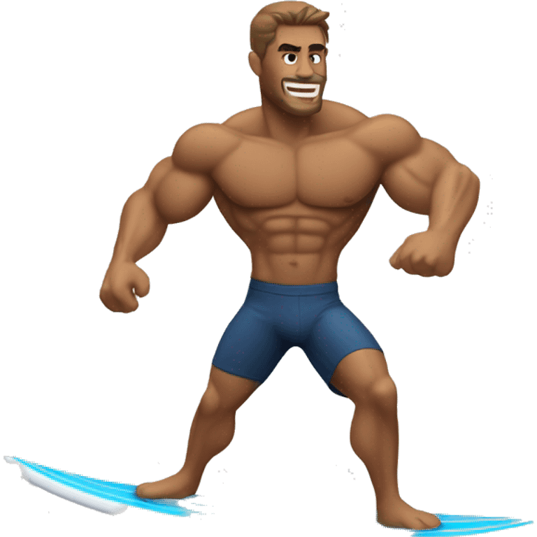 hot muscled man surfing emoji