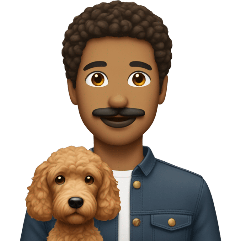 Lightskin man with mustache with a red goldendoodle emoji