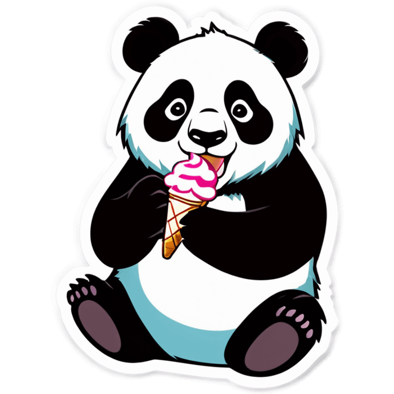 Panda eating ice cream emoji