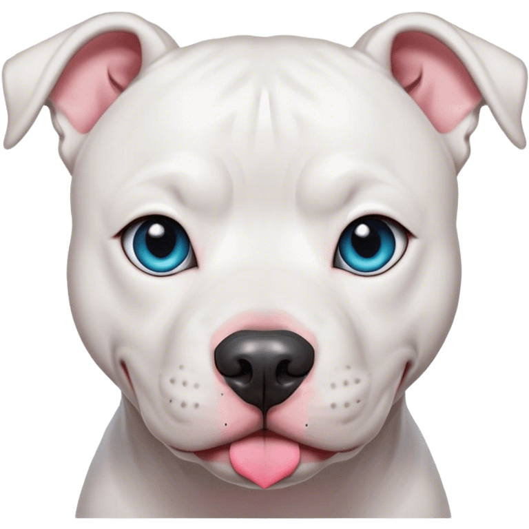 White pit Bull dog with two different colored eyes emoji