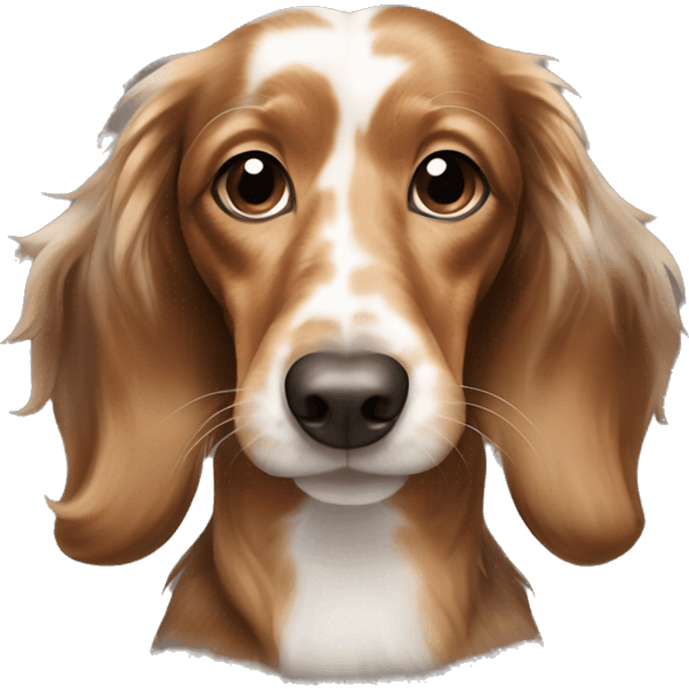 Light brown, dark brown and white marbled long haired dachshund  emoji