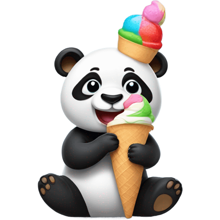 Panda eating ice cream emoji