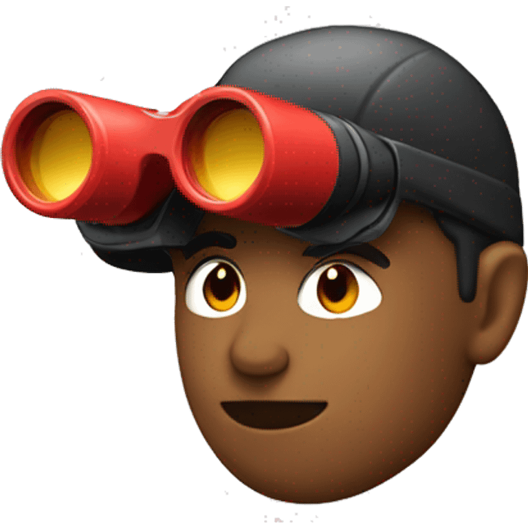 persona viendo con su binocular rojo emoji