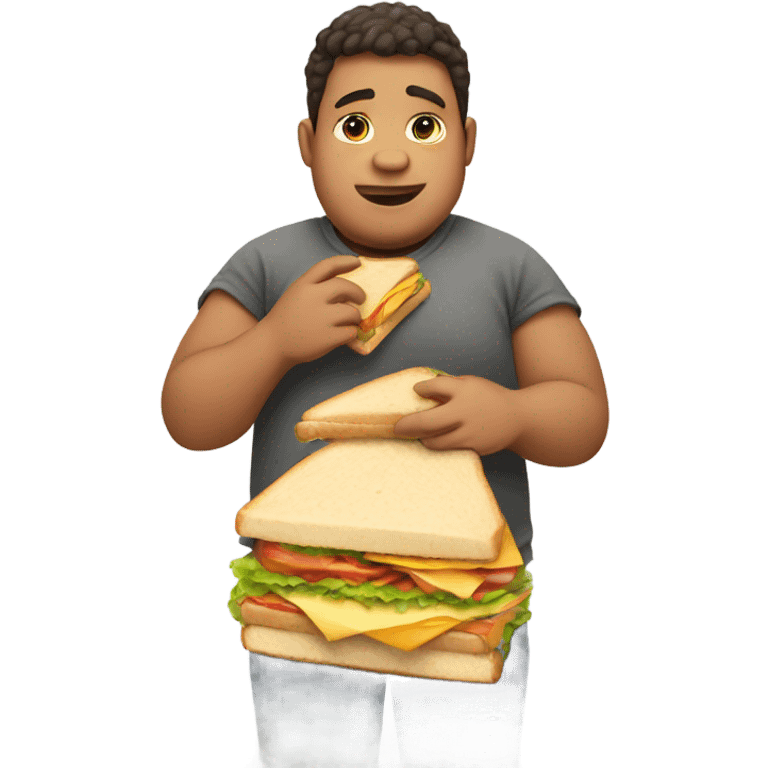 Young fat guy eating a sandwich emoji