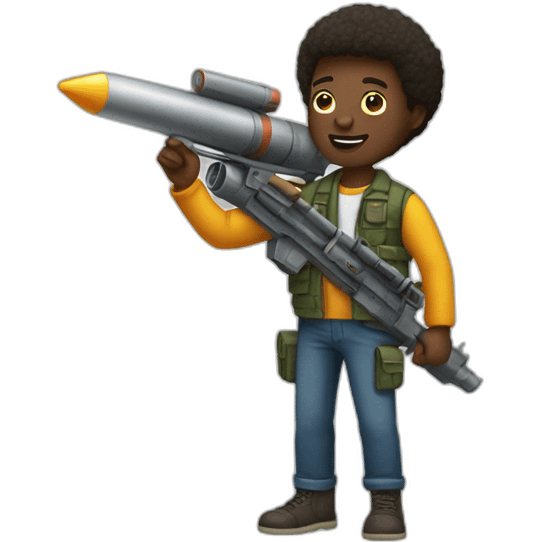 black man holding toy rocket launcher emoji