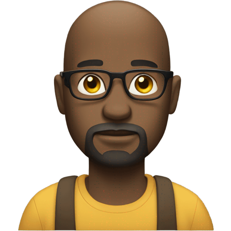 A black man in deep thought scratching his beard with glasses thinking with a bald head and goatee. emoji