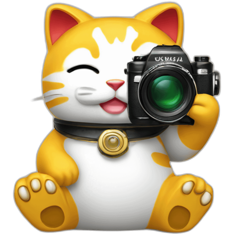 maneki neko with a camera emoji